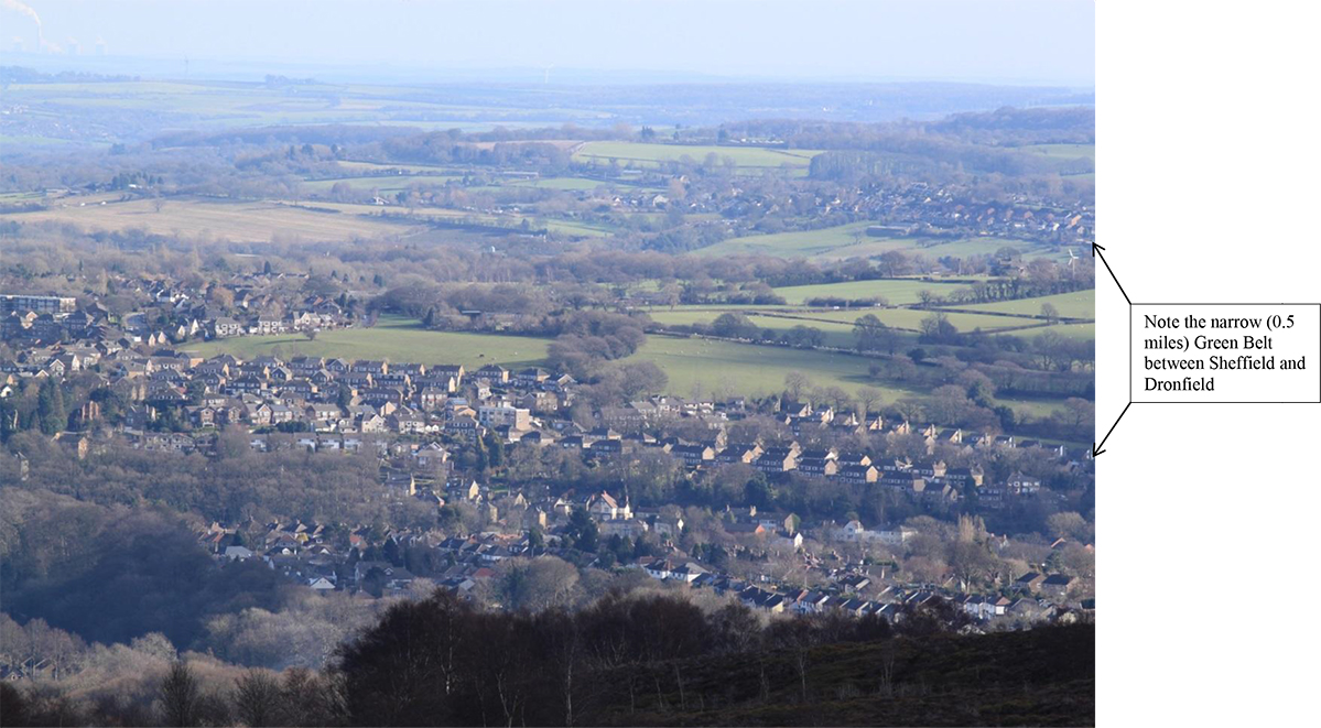 View point D4 (photo C7440) - altitude 370m - from the end of woodland and lane leading from car park next to Strawberry Lea and Blackamoor Plantations.