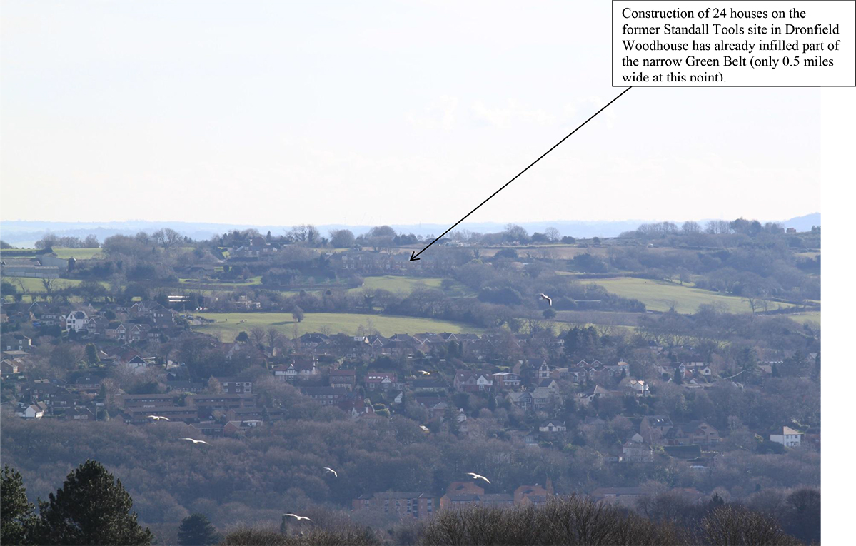 
View point R3 (photo C7457) - altitude 280m – from Coit Lane (off Ringinglow Road – adjacent to Birkdale School’s playing fields).