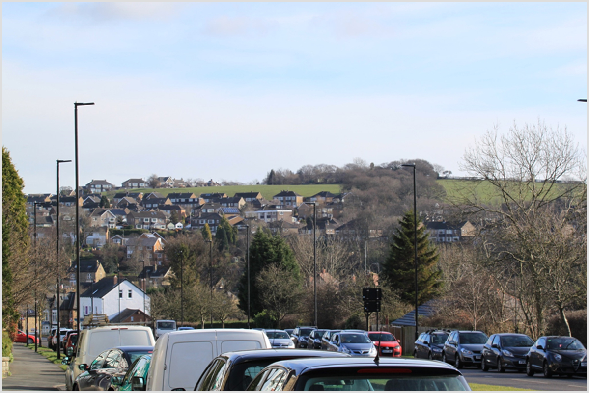 View point T2 (photo C7409) - altitude 165m - from junction of The Crescent and the A621 (Totley Rise).