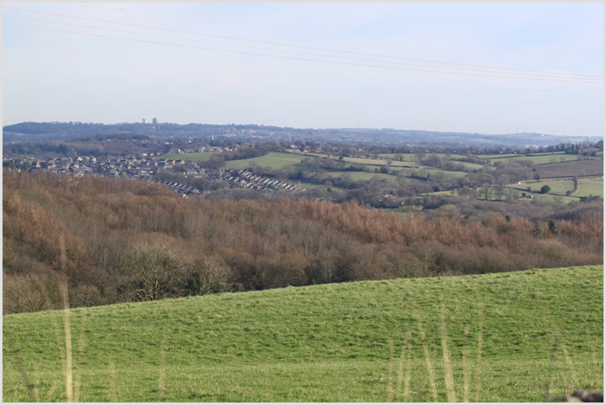 View point T4 (photo C7407) - altitude 267m from Mooredge Cottage at the junction of Moorwood Lane with the A621 near Owler Bar.