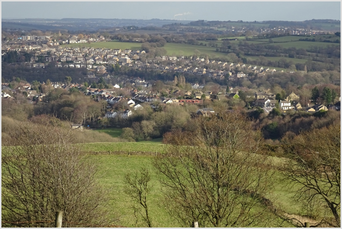 View point T5 (photo S7315) - altitude 280m - from footpath sign outside Bolehill Lodge, Moss Road, Totley Moor.